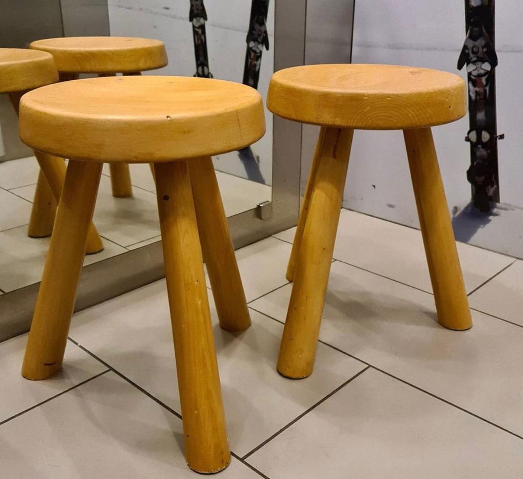 Charlotte Perriand, Pair of Stools from Les Arcs, France, 1962