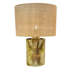 Ceramic Lamp with Woman Decor Roger by Capron & Jean Derval