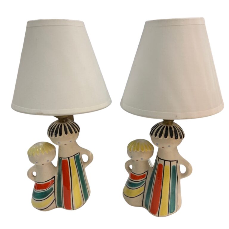 Pair of small ceramic character lamps